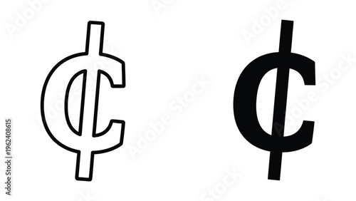 Comparison of cent symbols in different line weights and styles