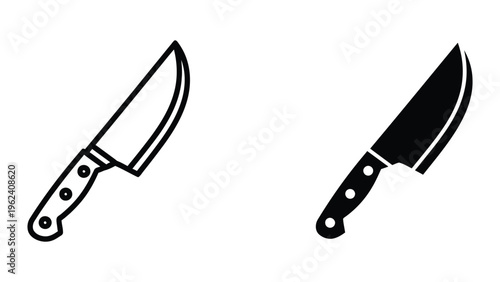 Comparison of a white-handled chef knife and a black-handled cleaver