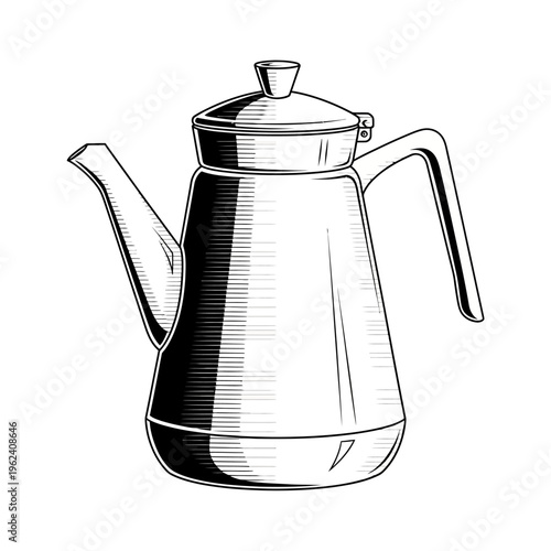 Vintage Metal Coffee Pot with Handle and Spout, Retro Kitchenware