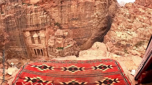 Wallpaper Mural The Treasury in Petra, Jordan archeological site seen from the above tea house in slow motion. Torontodigital.ca