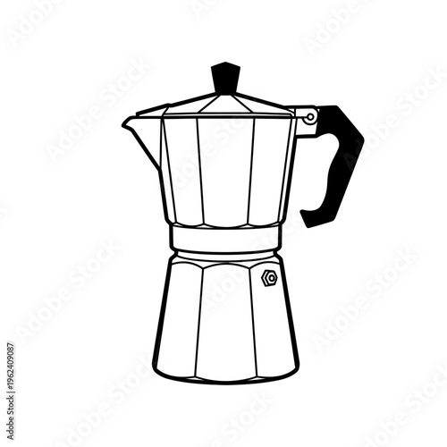 Moka Pot Coffee Maker - Classic Italian Espresso Machine Line Art