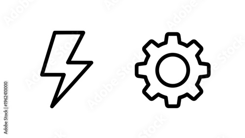 Lightning bolt and cogwheel icons for speed and settings