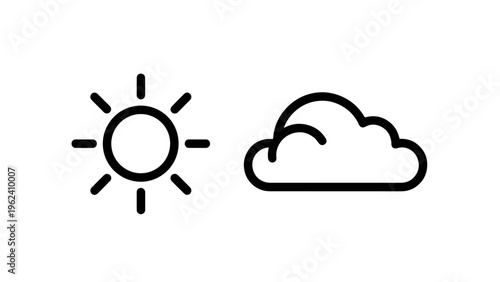 Sun and cloud icons for weather forecast and climate