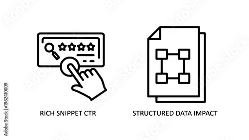 Rich snippets ctr and structured data impact icons for SEO