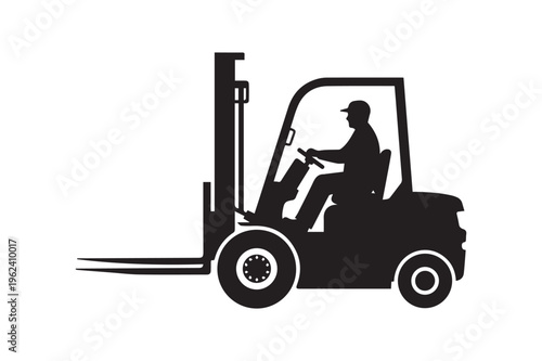 Forklift truck silhouette icon vector icon on white background