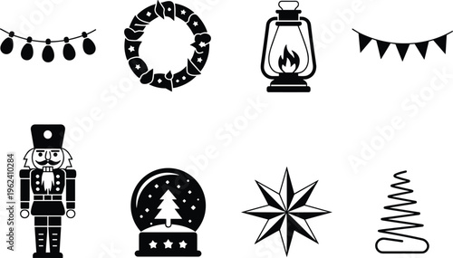 Black and white of musical instruments and a robot holding a star piano keys electric guitar drum set