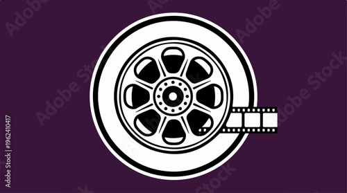 Film reel and wheel concept - a creative cinematic representation.