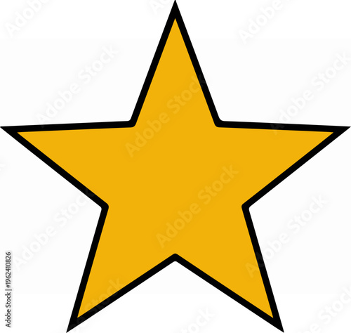 Golden star with black outline on white background, simple design.