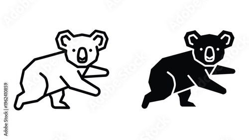 Contrasting illustrations of a koala in different line styles