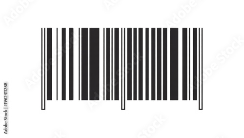 Black and white vertical lines forming a barcode pattern against a plain backdrop Vector