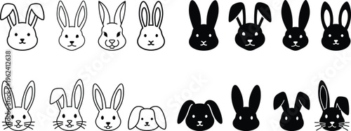 Variety of rabbit heads in different shades