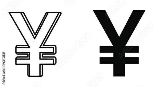 Comparison of the japanese yen symbol in different styles and colors