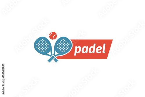 Padel tennis rackets and ball with text on white background