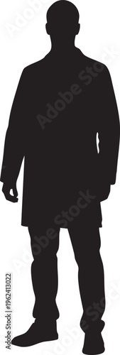 Black silhouette of a man standing with hands by his sides