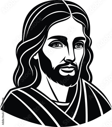Illustration of jesus christ with long hair and beard