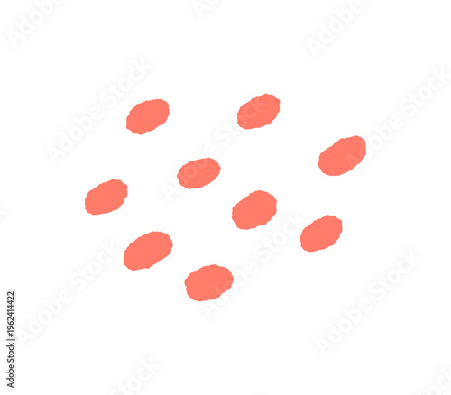 おしゃれでかわいい赤い色の装飾 - 手描きのゆるい楕円で作った粒状のあしらいのイラスト素材