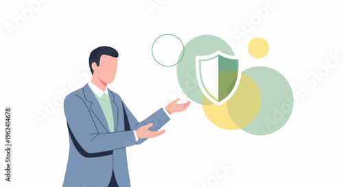 Businessman Presenting Security Shield Concept.