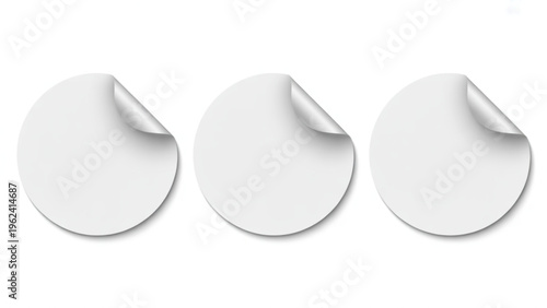 Three paper circles with corners curled up showing slight imperfections and natural texture details Vector