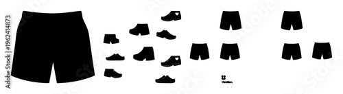 Shorts set with minimalistic outlines and bold line art featuring apparel, casual wear, street style with fashion and athleisure