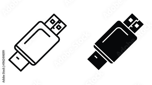 Comparison of two different types of usb flash drives in silhouette style