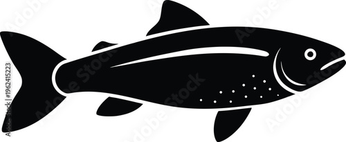 trout silhouette vector art illustration, black and white design