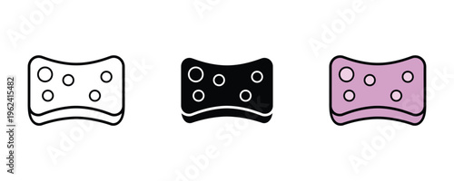 Soft sponge for washing and cleaning chore icon set. Absorbent foam tool for household hygiene and bathroom. Vector Illustration.