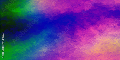 Vibrant abstract watercolor background with a colorful paint texture on a bright purple and pink paper canvas pattern, featuring a light grunge design and copy space for a vintage art backdrop