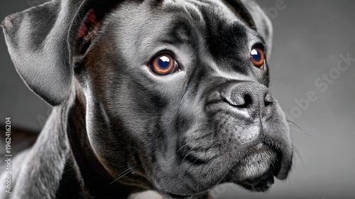 Majestic black dog with expressive eyes showcases beauty