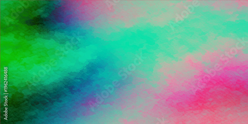 Bright abstract watercolor painting features a colorful rainbow pattern with grunge paper texture and artistic vintage splatters for a seamless pink and blue wallpaper design