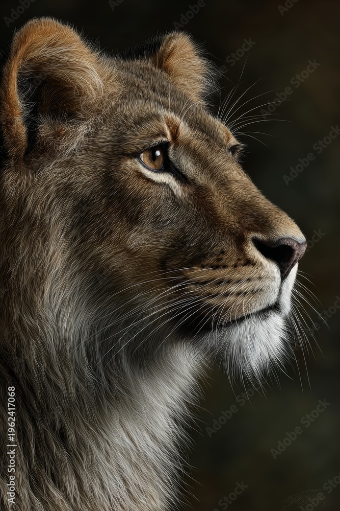 Obraz premium Majestic lioness gazing into the distance with grace