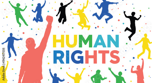 Colorful silhouettes of diverse peoplesilhouettes of diverse people celebrating freedom equality and social justice representing universal human rights activism and global community unity.