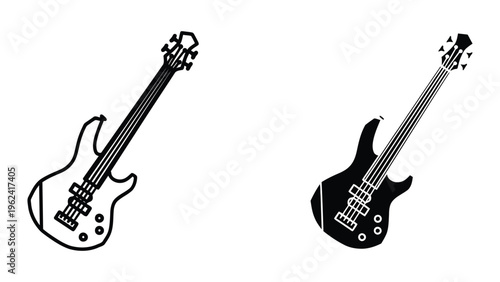 Contrast between a light and dark bass guitar silhouette design