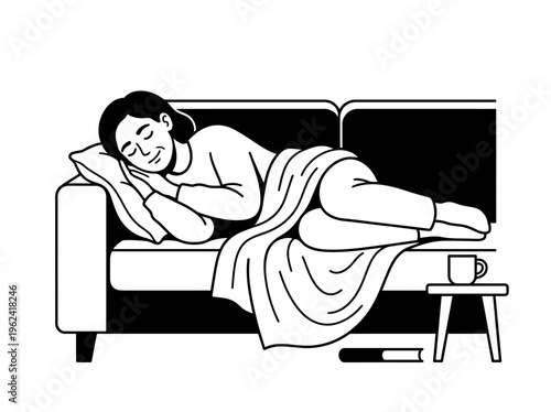 A women Sleeping in on the Sofa