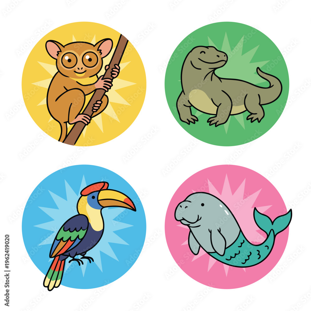 Obraz premium Cute Cartoon Animals Collection.