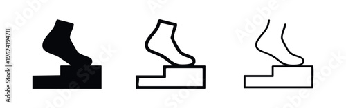 Foot in sock on a step icon set