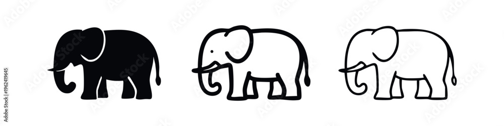 Obraz premium Stylized Elephant Wildlife Icon Collection.