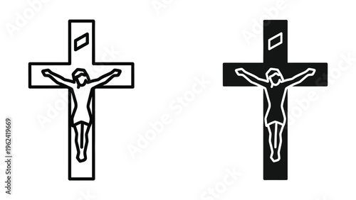 Contrast between traditional and modern crucifixion iconography designs