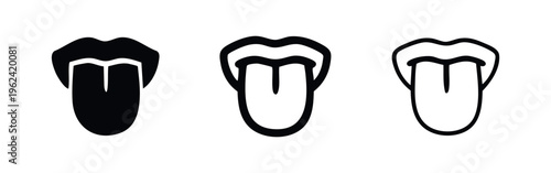 Tongue Sticking Out Icon Set. Expression and Taste Symbols.