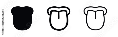 Human Tongue Icon Set. Taste and Oral Anatomy Symbols.