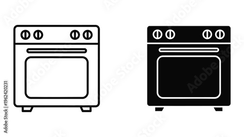 Comparison of a standard and a modern black electric stove with oven
