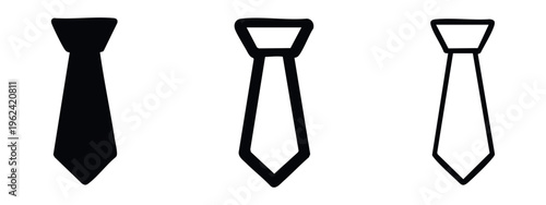 Business Necktie Icon Set - Professional Male Fashion Accessory in Solid and Outline Styles
