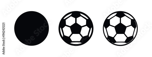 Football icon set. Soccer ball symbol in solid and outline styles for sports design and applications.