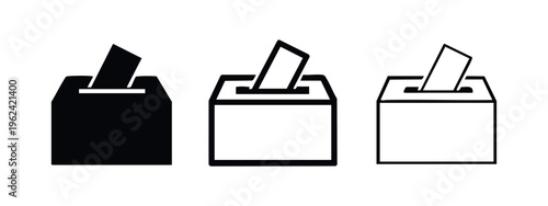 Voting Ballot Box and Paper Icon for Election and Democratic Process