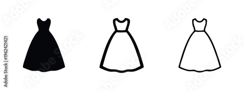 Elegant Women's Dress Icon Set for Fashion and Special Occasions