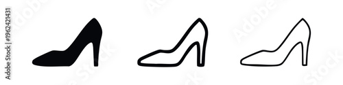 High Heel Shoe Icon Set for Women's Fashion and Elegance