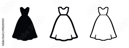 Woman's Formal Gown Dress Icon for Events and Fashion Design