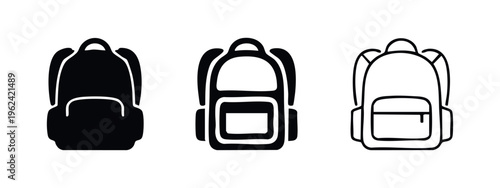 Versatile backpack icon set in different styles. Modern school or travel bag symbol for everyday use.