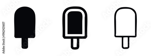 Refreshing popsicle ice lolly icon set. Cold frozen dessert on a stick in different styles.