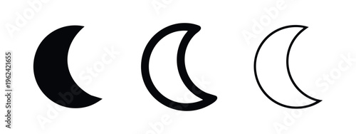 Crescent Moon Icon Set - Night Sky, Lunar Phases, and Celestial Symbol