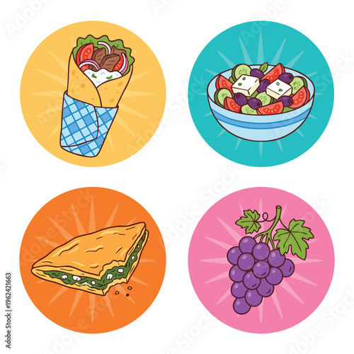 Delicious Greek Food and Fruit Collection.